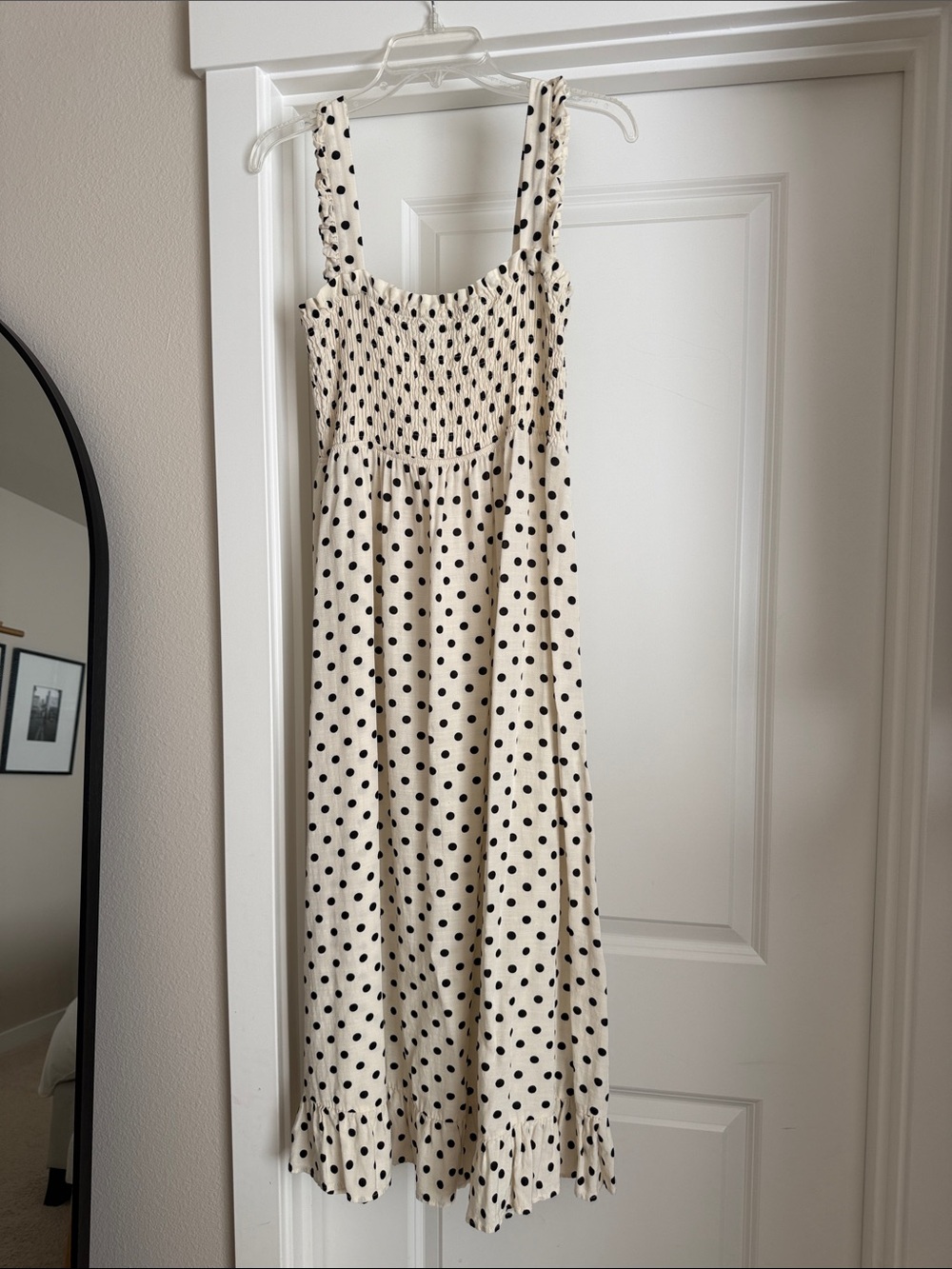 Zara Cream Dress with Black Polka Dots
